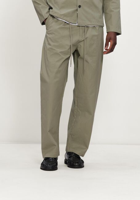 Khaki ANERKJENDT Wijde broek AKJAKOB COTTON PLEAT PANTS - large