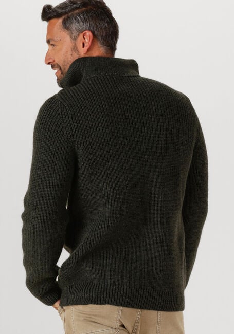 BARBOUR Pull NEW TYNE HALF ZIP KNITTED JUMPER Vert foncé - large