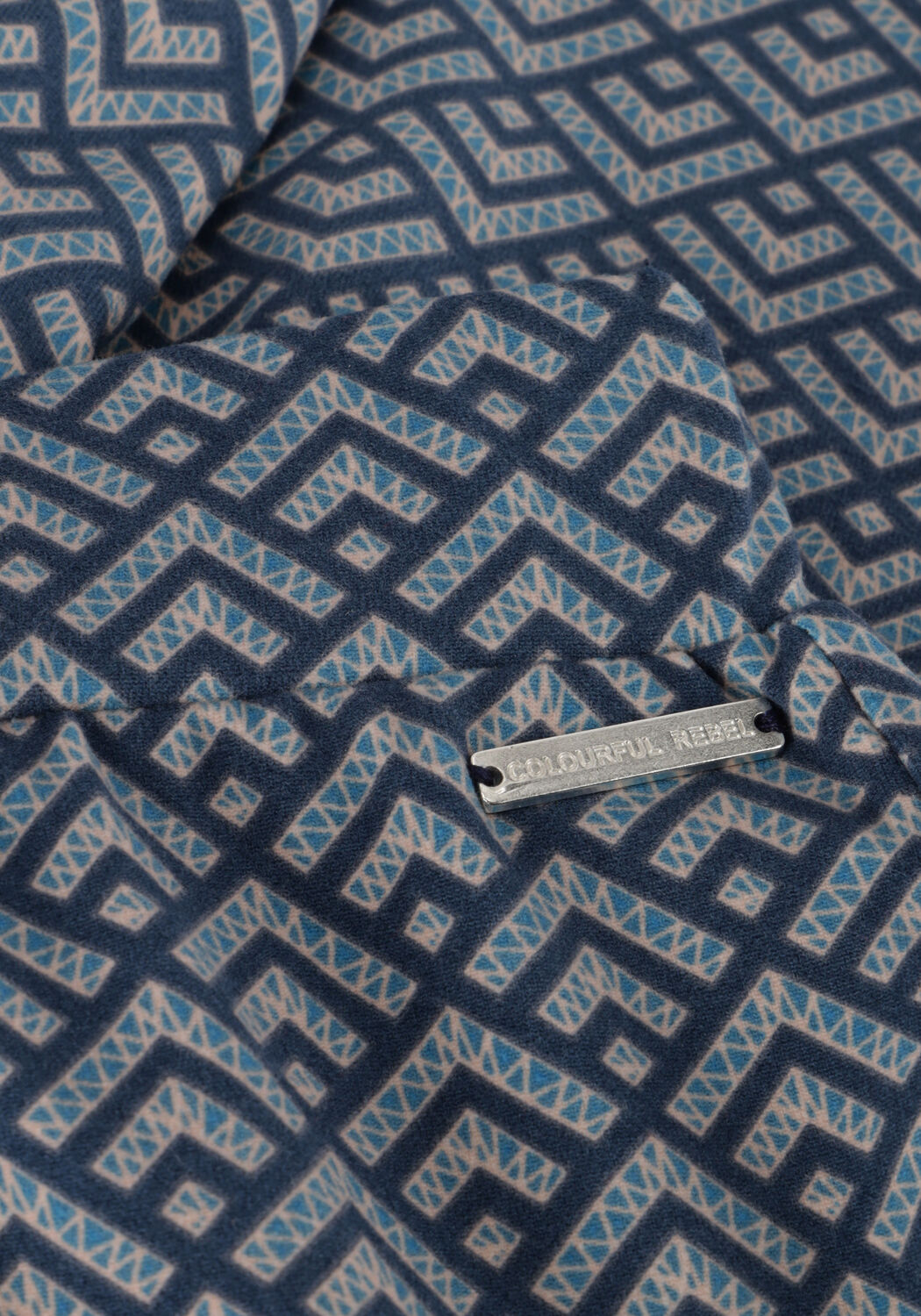 COLOURFUL REBEL Pantalon &eacute;vas&eacute; SMALL GEO PEACHED EXTRA FLARE PANTS en bleu - large