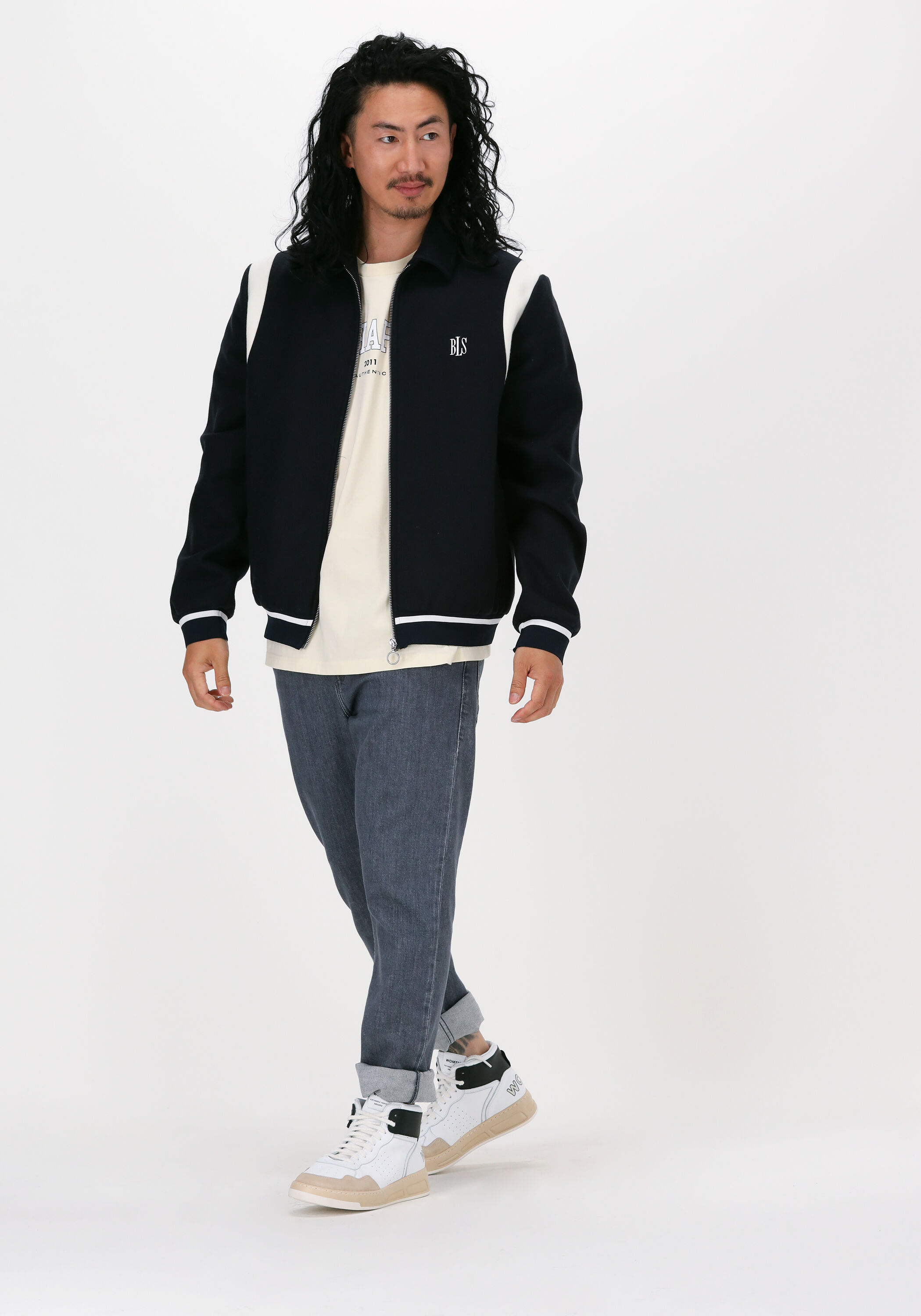 BLS HAFNIA Jack BLS BASEBALL COLLEGE JACKET Bleu fonc Omoda