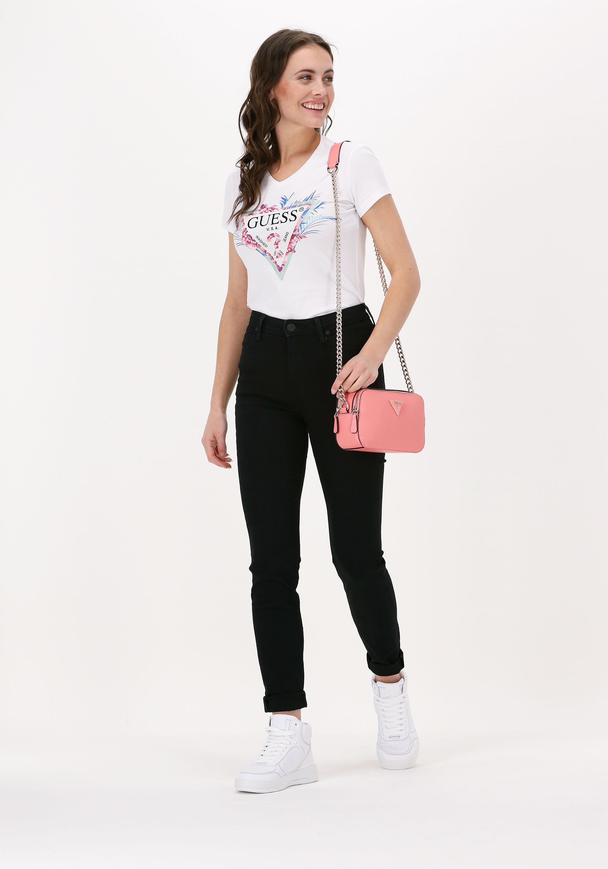 Roze GUESS Schoudertas NOELLE CROSSBODY CAMERA Omoda