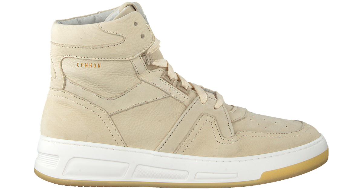 Beige hoge sneakers met witte zool - Dames | MANFIELD
