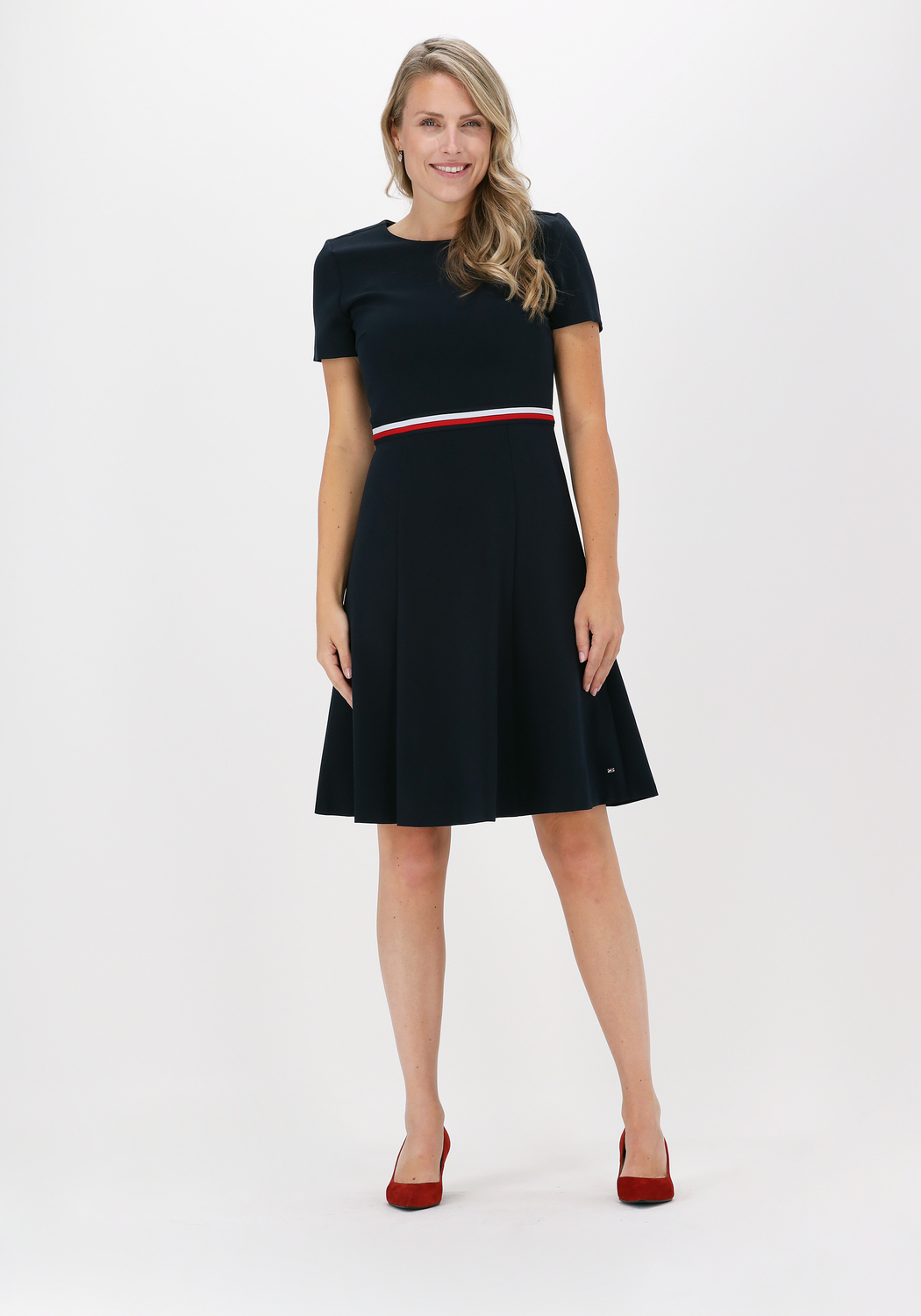 TOMMY HILFIGER Mini robe ANGELA FIT FLARE DRESS SS Bleu fonc