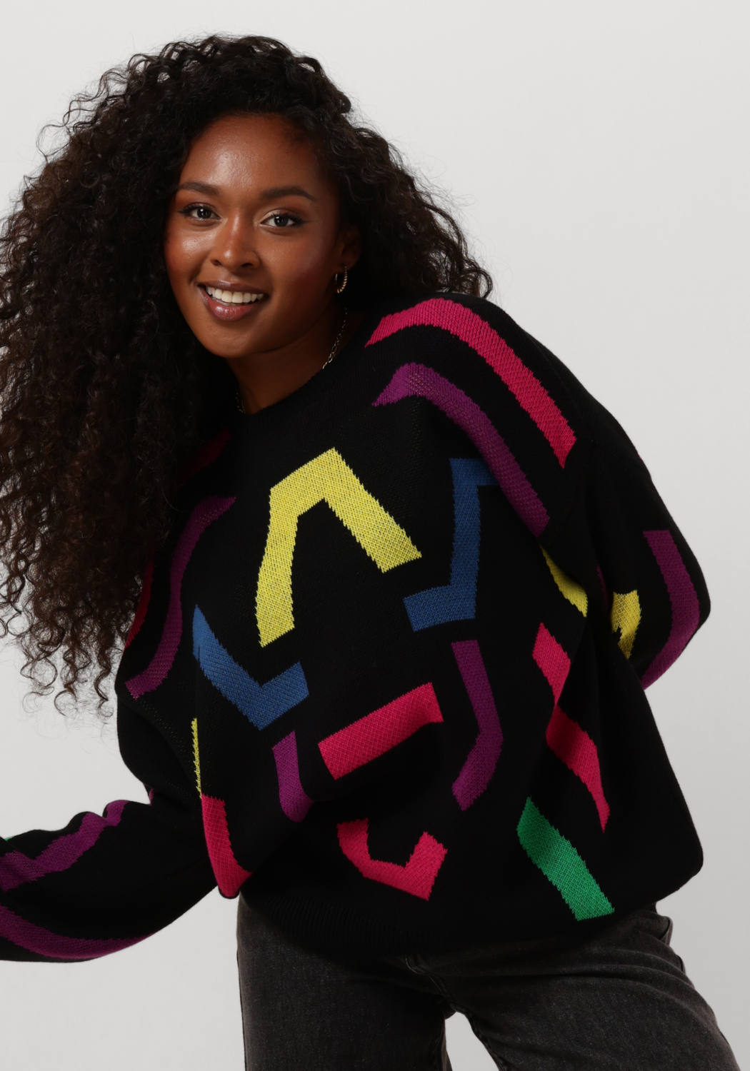 Zwarte ALIX THE LABEL Trui MULTI COLOUR PULLOVER Omoda