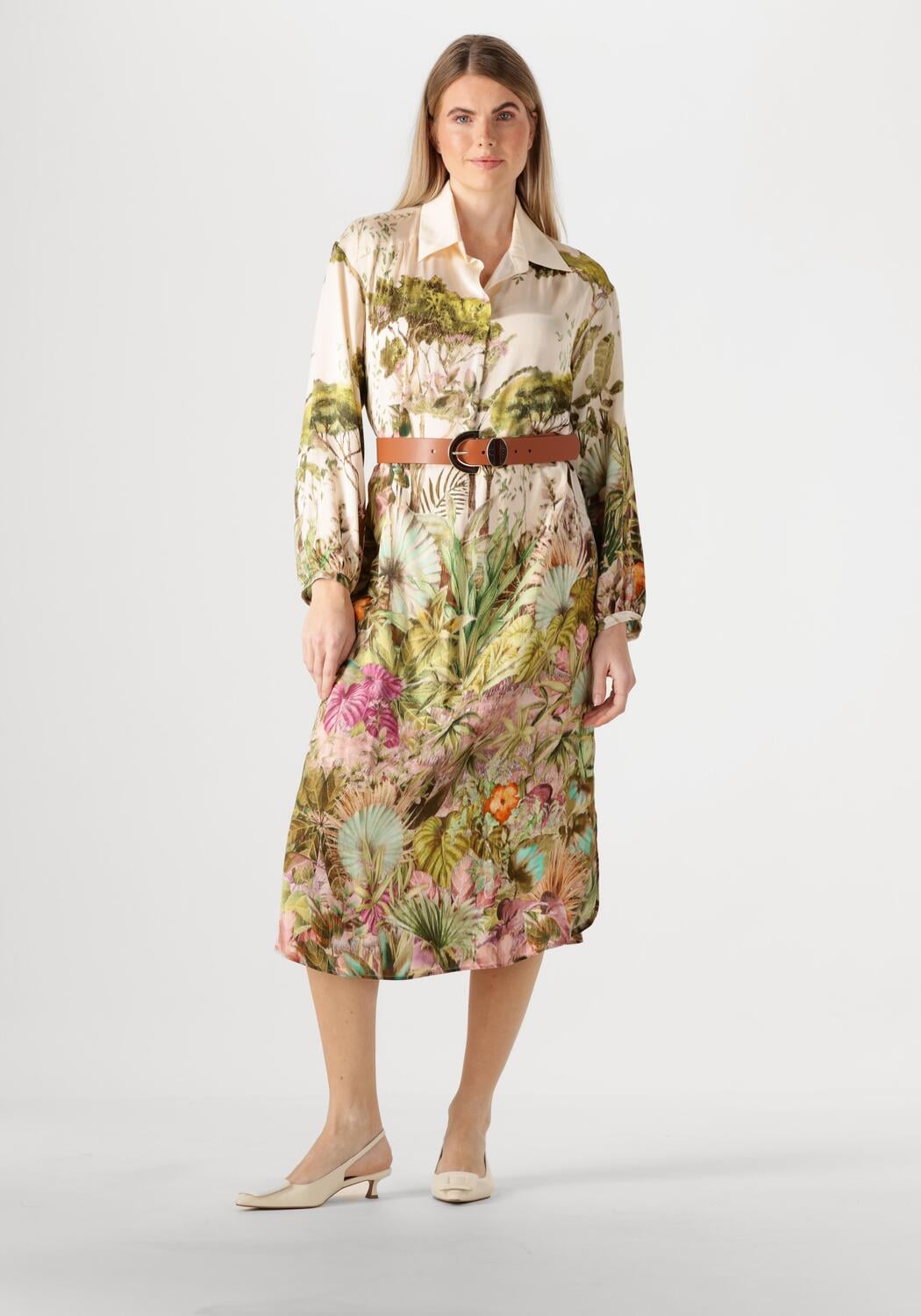 Groene CAROLINE BISS Midi jurk 1161 | Omoda