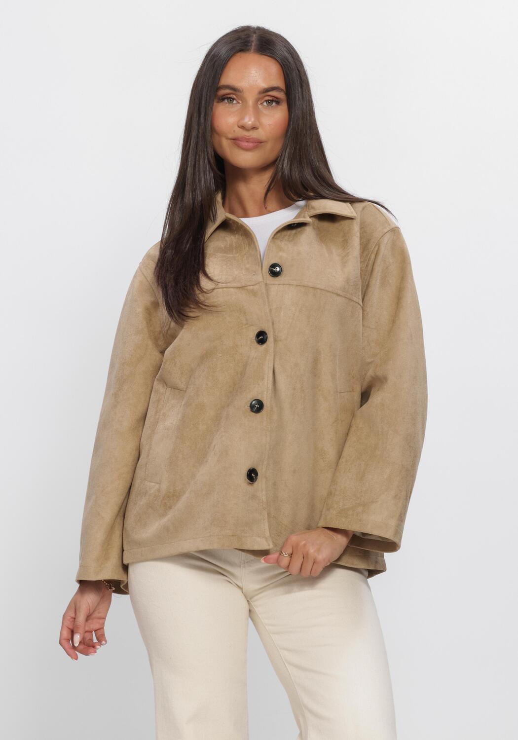 Camel NEO NOIR Jack RAVINA FAUX SUEDE JACKET | Omoda